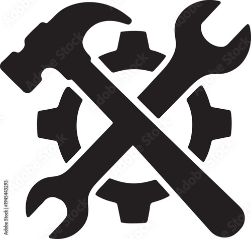 Modern automated robotic machine working on a conveyor belt line concept vector illustration for serial production