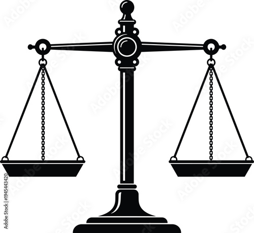 justice balance scale icon, law and legal symbol, courtroom equality concept, judicial fairness illustration, legal system balance graphic