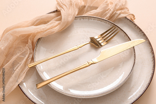 Table setting with golden c...