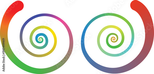 Vibrant double spiral rainbow graphic
