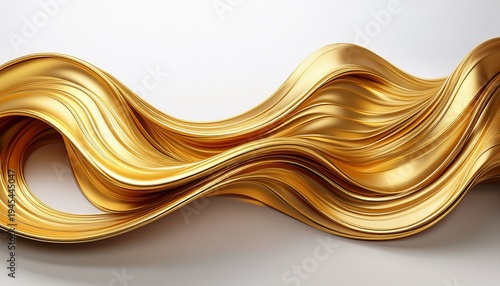 Wallpaper Mural abstract golden metallic wave band isolated on white background generative ai Torontodigital.ca