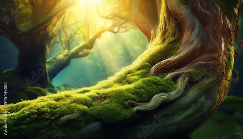 Wallpaper Mural mossy curved tree trunk in bright light Torontodigital.ca