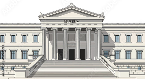 Museum building, neoclassical architecture, government institution, stone facade
