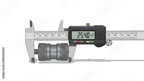 Digital Caliper Measuring Metal Object Precision.