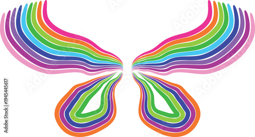 Vibrant rainbow colored wings with teardrop shapes