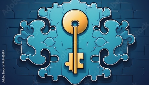 Wallpaper Mural key unlocking puzzle piece symbolizing solution and problem solving Torontodigital.ca