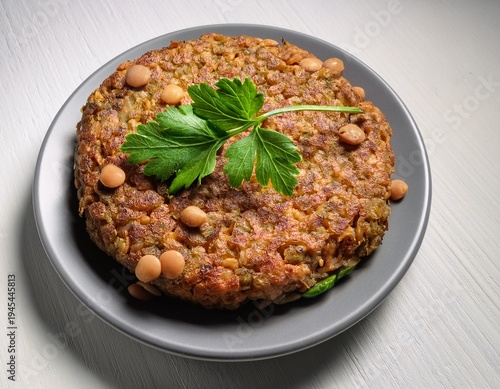 Wallpaper Mural delicious plant based protein patty with lentils and beans garnished with fresh herbs Torontodigital.ca