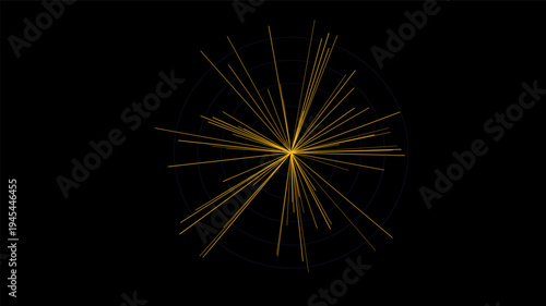 Abstract Exploding Sunburst with Yellow Rays on Black