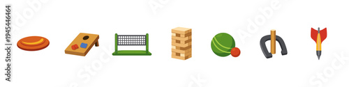 Collection of popular outdoor and indoor game icons on a white background