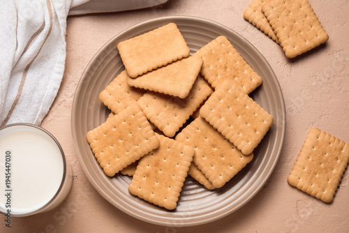 Plate with tasty biscuits a...
