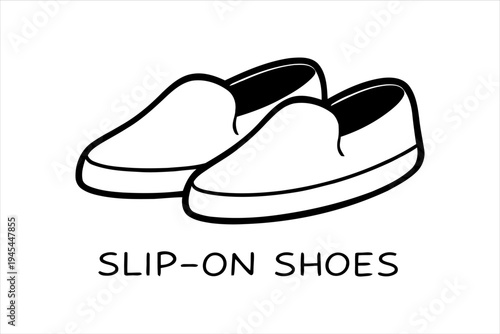 Simple Line Art Icon of Slip-on Shoes - Clothing and Fashion