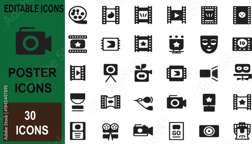 Set of business and web vector icons for internet, phone, shopping, office, media, calendar, and website design