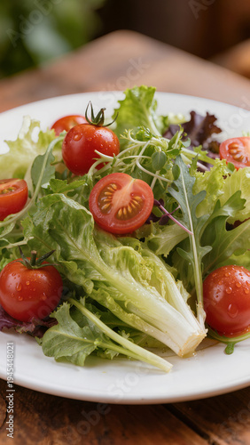 Wallpaper Mural Fresh vegetable salad with lettuce, tomatoes and cucumbers close-up. Suitable for banner, menu, healthy eating article, restaurant advertising, and food websites.
 Torontodigital.ca