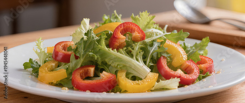 Wallpaper Mural Fresh vegetable salad with lettuce, tomatoes and cucumbers close-up. Suitable for banner, menu, healthy eating article, restaurant advertising, and food websites.
 Torontodigital.ca