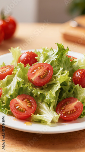 Wallpaper Mural Fresh vegetable salad with lettuce, tomatoes and cucumbers close-up. Suitable for banner, menu, healthy eating article, restaurant advertising, and food websites.
 Torontodigital.ca
