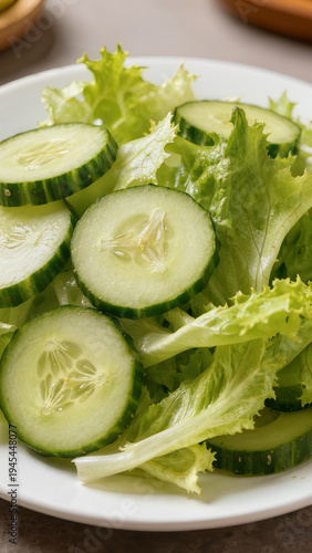 Wallpaper Mural Fresh vegetable salad with lettuce, tomatoes and cucumbers close-up. Suitable for banner, menu, healthy eating article, restaurant advertising, and food websites.
 Torontodigital.ca