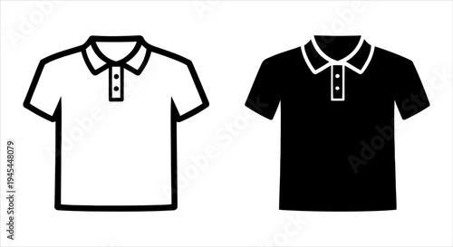 Modern polo shirt graphic symbols for casual clothing and uniform design projects