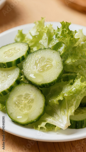 Wallpaper Mural Fresh vegetable salad with lettuce, tomatoes and cucumbers close-up. Suitable for banner, menu, healthy eating article, restaurant advertising, and food websites.
 Torontodigital.ca