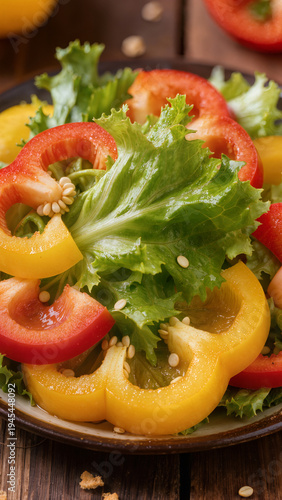 Wallpaper Mural Fresh vegetable salad with lettuce, tomatoes and cucumbers close-up. Suitable for banner, menu, healthy eating article, restaurant advertising, and food websites.
 Torontodigital.ca