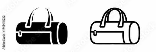 Duffel Bag Icons Solid Black and Outline Styles for Versatile Use