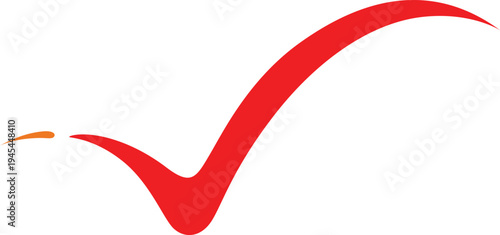 A large red check mark symbol