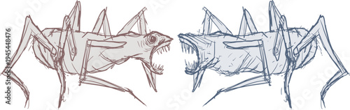 Sketch style two insects draw