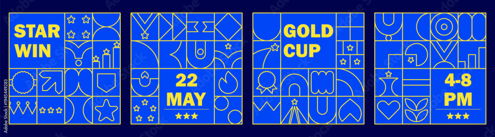 Fototapeta premium Outline pattern line and day appreciation trophy with work employee mosaic.