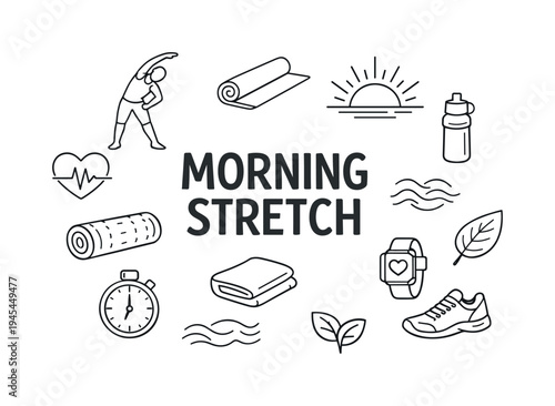 Healthy morning stretching routine where individuals prepare their bodies for the day through gentle mobility exercises that improve flexibility and reduce tension. MORNING STRETCH central