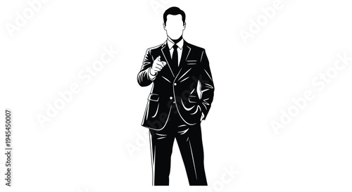 Man in Suit Pointing Finger Forward.