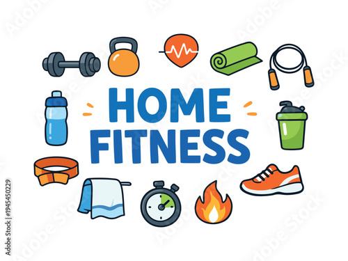 Healthy home fitness routine focused on maintaining regular exercise, building strength, and staying active through convenient workouts without needing a gym environment. HOME FITNESS