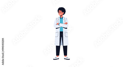 Male Doctor Standing with Arms Crossed Illustration