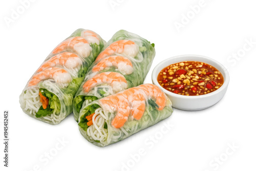 Goi cuon vietnamese spring rolls with shrimp and dipping sauce