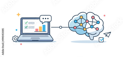 Artificial intelligence assistance improving modern digital workflows and supporting smarter task management in technology-driven professional environments, a laptop connected to a simple