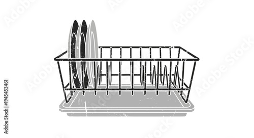 Dish drying rack with plates