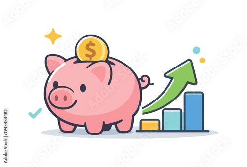 Consistent personal savings habits and long-term financial planning supporting stable economic wellbeing and responsible money management in everyday life, a classic piggy bank placed beside