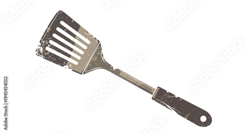 Vintage Spatula Kitchen Utensil Isolated on White Background
