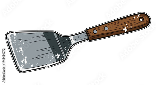 Vintage Spatula with Wooden Handle, Grungy Style