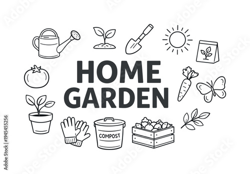 Home gardening and growing your own food concept focused on small scale vegetable planting, balcony gardens and sustainable home agriculture for fresh natural ingredients. HOME GARDEN