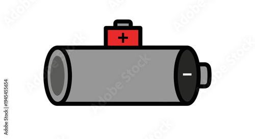 Simple Gray Battery Icon with Positive Terminal.