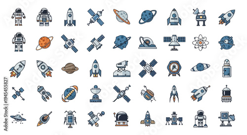 Collection of Space Icons and Symbols.