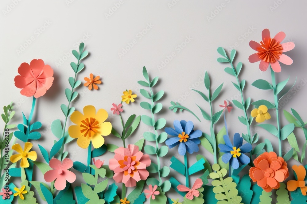 Naklejka premium Flower field border pattern plant paper.