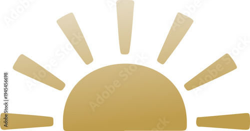 Golden Minimalist Sunset Icon. Hand Drawn Simple Sunrise Emblem. 
