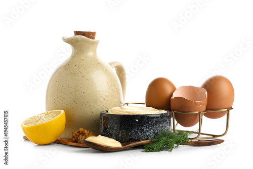 Bowl of fresh mayonnaise wi...