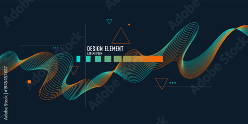 Abstract background with various bright geometric shapes. Concise design. A composition of figures of different shapes.