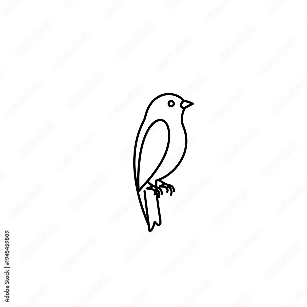 Obraz premium Black and white bird illustration, simple line drawing
