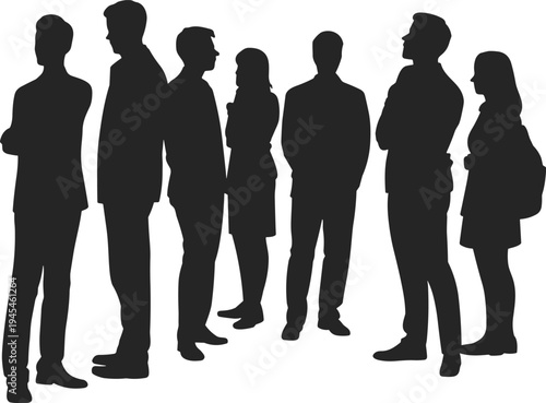 Business people silhouettes group standing together corporate team discussion professional workforce collaboration leadership office staff communication community concept isolated on white background
