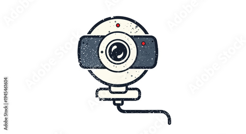Webcam with USB cable, vintage style illustration