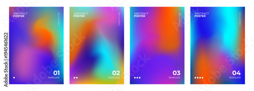 Abstract posters. Vibrant color gradients. Blurred backgrounds. Defocused color templates for creative graphic design. Vector illustration.