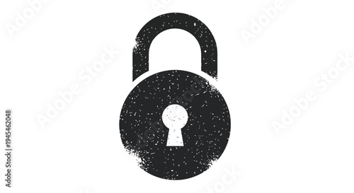 Grunge padlock icon, symbol of security and protection