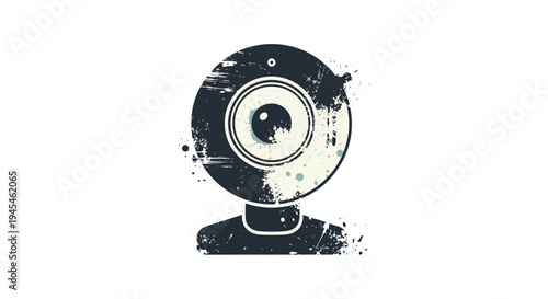 Grungy Webcam Icon with Splatter Effect on White Background